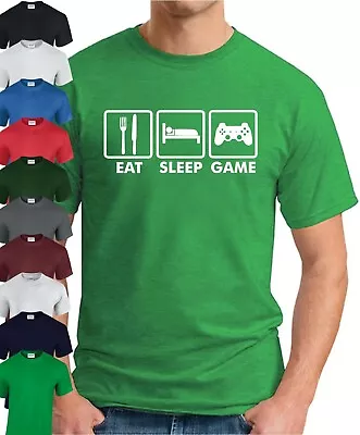 EAT SLEEP GAME T-SHIRT > Funny Slogan Novelty Mens Geeky Gift Video Gaming Nerd • £9.49